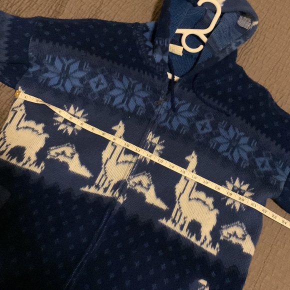 Aly Marka Blue and White Lama Nordic Jacket Size Large - Picture 8 of 8